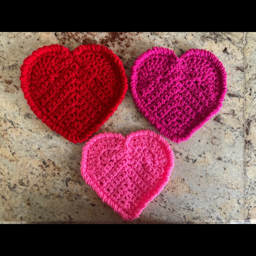 💕❤️ Set of 3 Handmade Heart Coasters ❤️💕